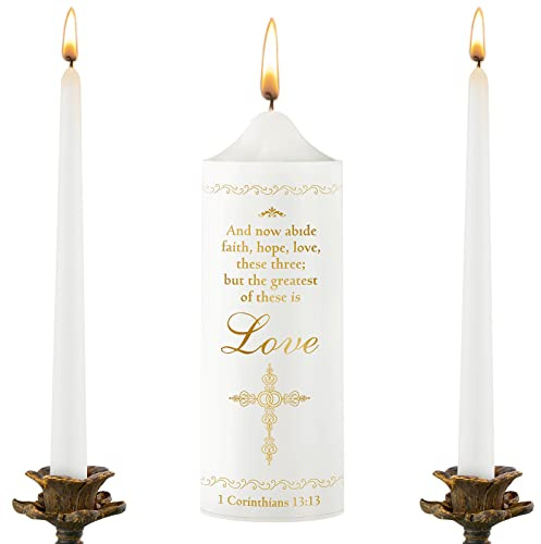 Frienda Unity Candles for Wedding Ceremony Set Wedding Unity Taper Candles Catholic Religious Ceremony Accessories(Charming Style)