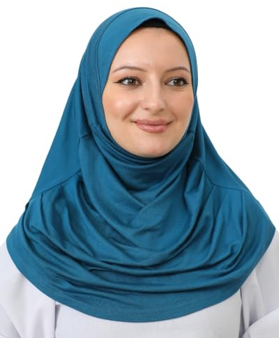 Prien Semplice Ready To Wear Hijab Per Le Donna, Di Cotone Foulard Musulmano, Morbide Tessuto Sciarpa In Viscosa, Vestiti Islamici, Lunghi Hijab, Abaya Donne (Turchese)