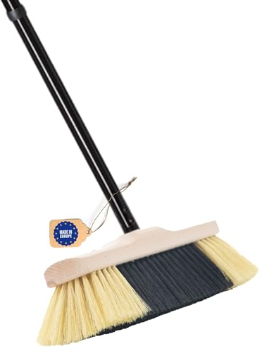 Novaliv Zimmerbesen mit Stiel stabil FEINE KUNSTBORSTEN Besen weiche Borsten dicht besetzt Schrankbesen Holzbesen 4 TLG Steckstiel Künstliche PP Borsten Besen für Laminat und Parkett Stubenbesen