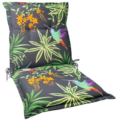 Dehner Niederlehnerpolster Sicilia, Stuhlkissen wasserabweisend, Polster für Gartenstühle, ca. 50 x 52 x 50 cm, Baumwolle / Polyester / Viskose, dunkelgrau / bunt