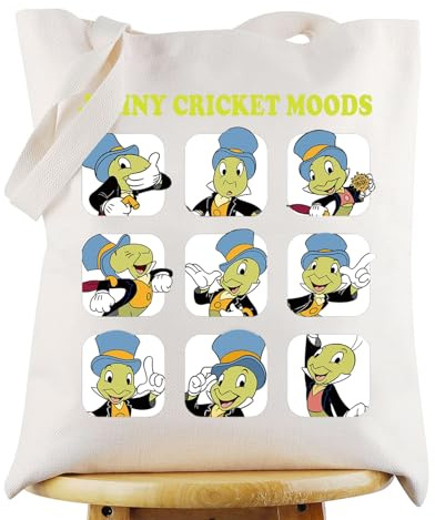 G2TUP Jiminy Cricket Canvas Tote Bag Jiminy Cricket Fans Gifts Jiminy Cricket Moods Shoulder Bag Jiminy Merchandise (Ji Cri Moods TG)