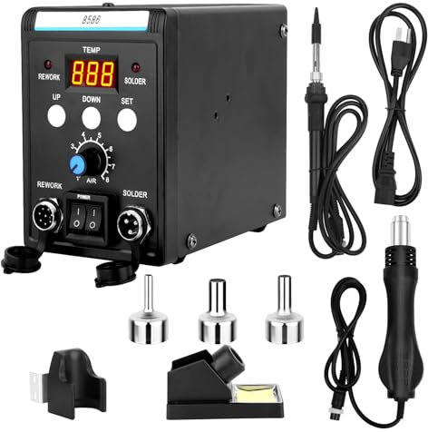 Anveltech Digital Soldering Station, Digital Desoldering Station with Air Gun and Soldering Iron, Used in Crafts, Watch Repair, Wire Soldering