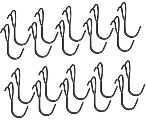 HAWILLOSCH Lot de 20 crochets pour planche perforée - Pour suspendre des outils - Crochets panneau perforé - En acier inoxydable noir