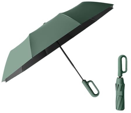 Regenschirm groß, 10 Rippen,Sturmfest –Automatisches Öffnen/Schließen, Golf Umbrella, Freien UV Schutz Faltender Sonnenschirm Taschenschirm UPF 50, Karabinergriff für Herren und Damen