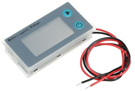 sourcing map Misuratore della batteria, 58 V Marine RV Capacità batteria Volt Monitor, batteria al litio Celsius Temp Indicatore, LCD Display digitale copertura posteriore per auto, marina, camper,