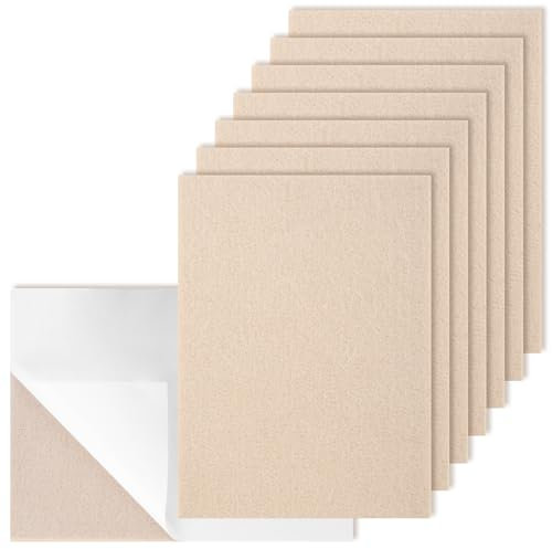 yumcute Filzgleiter Selbstklebend, 15×11cm | 8 Stück Filzplatten 5mm Dicke, Beige Klebefilz Filzmatten zum Zuschneiden, Filz Selbstklebend für Möbelbeinschieber und Handwerk