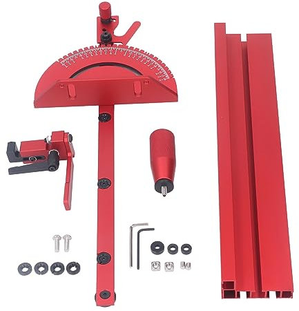 Mavaol Miter Gauge System, Adjustable Locking Mechanism, Aluminum Alloy, Compatible with 30mm and 45mm T Tracks, Complete Woodworking Accessory Kit