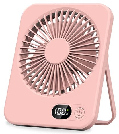 HBSFBH Ventilador de mesa USB, Ventilador USB Silencioso de Mesa, Mini ventilador USB, Recargable ventilador de mesa, 180 ° Plegable Silencioso Pantalla LED Fan, para familia (rosa)