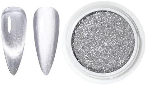 Polvo De Clavos Cromados Plateados - Polvo De Uñas De Espejo Metálico Brillante, Polvo De Pigmento De Uñas | Polvo De Uñas De Cromo Holográfico, Decoración De Manicura, Suministros De Arte De Uñas De