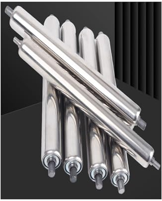 Rullo trasportatore in acciaio inox, diametro 3,8 cm, asse 8 mm, set di 6 rulli di ricambio per la lavorazione del legno, supporti a rulli per carichi pesanti per sistemi di trasporto