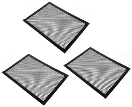 ANDRESLAD Lot de 3 Tapis de Cuisson Antiadhésifs en Maille Résistante à Haute Température 30X40 CM Bordure Noire Réutilisables Compatibles Barbecue Gaz Charbon et Réutilisable