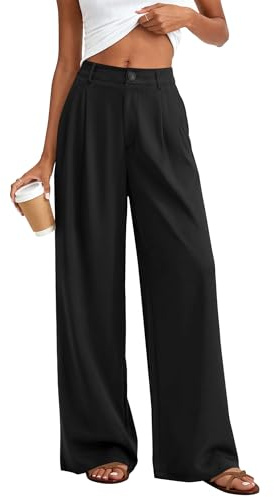 KIRUNDO Dress Pants Women 2026 Summer Polka Dot Palazzo Wide Leg Trousers Flowy Business Casual Slacks for Work with Pockets(Black, Large)