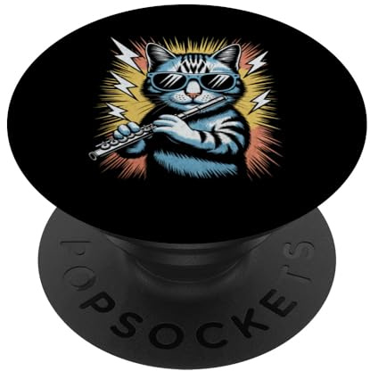 Flauto Gatto Musica Classica Flauto Giocatore Gattino Flautista Flautista PopSockets PopGrip Adesivo