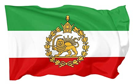 Bandera de Irán, bandera iraní histórica antigua con corona de sol de león de 3 x 5 pies y antiguas banderas iraníes con 2 ojales de latón, doble costura resistente y poliéster de alta calidad para el