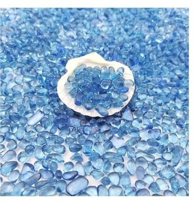 MDSIOKHJ Pietra Decorativa per Acquario Ghiaia di Vetro Blu 3 4 mm Decorazioni for Acquario Pietre for bracieri Riempitivo for vasi Decorazione Artigianale Ciottoli(400g)