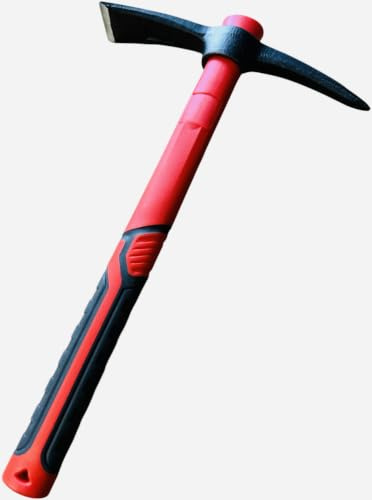 Haie pointue de 38 cm avec poignée en caoutchouc – Hachette de jardin robuste en acier pour sols durs – Hachette à main pour jardinage, extérieur, trekking, bushcraft et survie