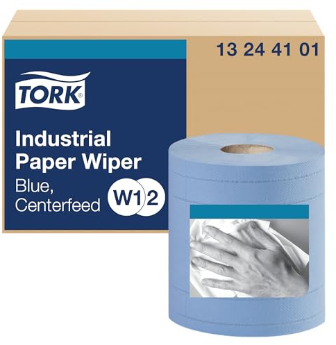 Tork 13244101 Industrial Paper Wiper, Centerfeed, 4-Ply, 11.0 Width x 492' Length, Blue (Case of 2 Rolls, 375 per Roll, 750 Wipers per Case) Use with Tork 6520281, 6521281, 653020 or 653028
