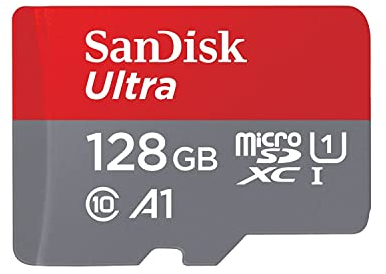 Tarjeta de Memoria SanDisk Ultra Android microSDXC UHS-I de 128 GB con Adaptador SD, Velocidad de Lectura hasta 100 MB/s, Clase 10, U1 y A1