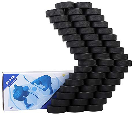 Golden Sport Ice Hockey Pucks, 50pcs, Official Regulation, for Practicing and Classic Training, Diameter 3, Thickness 1, 6oz, Black