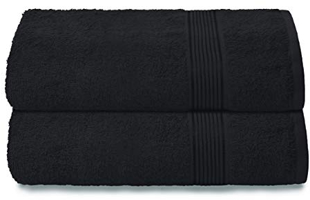 GLAMBURG Baumwolle 2er-Pack Oversized Badetuch-Set 70 x 140 cm, große Badetücher, Ultra saugfähig, kompakt, schnell trocknend und leicht, Schwarz