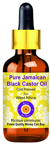 Deve Herbes Pure Jamaican Black Castor Oil (Ricinus communis) Non-Sticky | Non-Greasy | for Hair, Eyelashes, Brows, Skin & Massage 30ml with Glass Dropper