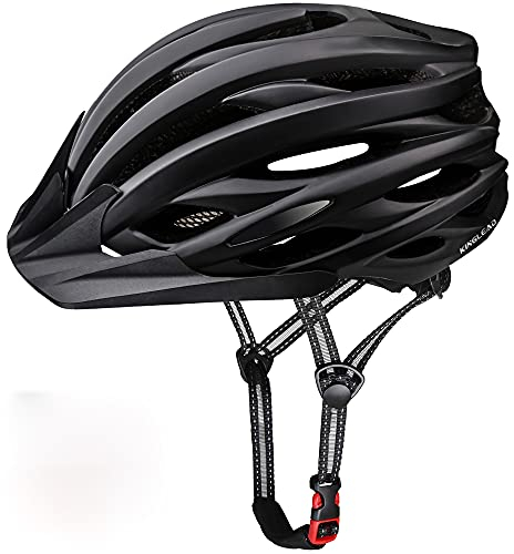KINGLEAD Fahrradhelm,Fahrradhelm mit Sicherheitslicht und Abnehmbare Sonnenblende, Unisex Männer Frauen Radhelm MTB Mountainbike Helm 57-62cm