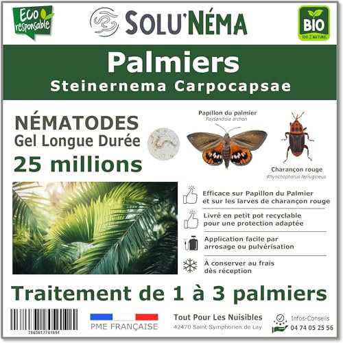 SOLUNEMA - Nématodes Contre le Papillon du Palmier et le Charançon Rouge - 25 millions - Pour 1 à 3 Palmiers