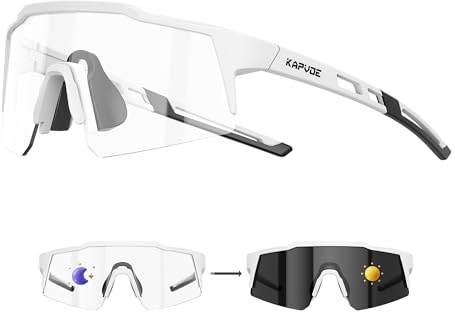 KAPVOE Lunettes de Sport Photochromiques Enfant UV400, Lunettes de Cyclisme Légères en TR90 avec Plaquettes de Nez en Silicone pour Garçons Filles, Lunettes Outdoor Baseball 04