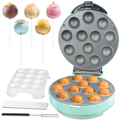 Baker's Friend - Juego de máquina para hacer tartas con soporte para tartas, palitos y tenedor, capacidad de 12 pasteles, aguamarina, BF-CPM01