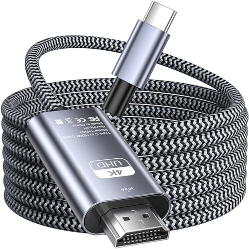 Siwket USB C auf HDMI Kabel 4M [4K@60Hz], Geflochten USB Typ C zu HDMI Kabel [Thunderbolt 3 Kompatibel] für MacBook Pro/Air 2021,iPad Pro/Air,Samsung Galaxy S21,S22,S23 Ultra,Huawei P50,TV,Tablet