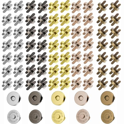 XUSSMM 70 Stück Magnetische Druckknöpfe, 14 mm, 5 Farben, Metall, Magnetischer Nähknopf, Knopf, Taschen, Kleidung, Verpackung, DIY Handwerk, Gepäck, Jacken, Rucksäcke