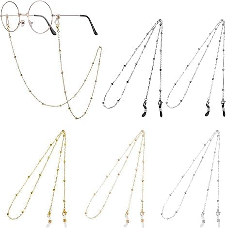 Luhaomisky 4Pcs Eyeglass Holders Around Neck Eyeglass Chain for Women Stylish Beaded Glasses Lanyard for Girls Kids Men Glasses Neck Strap Vintage Reading Glasses Chain with Eyeglass Loop