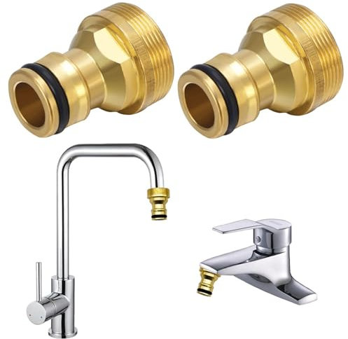 Wasserhahnanschluss für Mischbatterie, 2 Stück Schlauchadapter, Wasserhahn Adapter, Schlauchkupplung, Schnellkupplung, Gartenschlauch Wasserhahn Adapters Anschluss, Steckkupplung für Gartenschlauch
