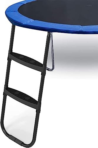 Échelle de trampoline avec larges marches antidérapantes et crochet universel – Escalier à 2 marches pour enfants, accessoires de trampoline durables et sûrs (101 x 33 cm)
