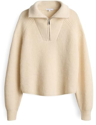 OPUS Damen Pullover | POY Loose Rippstrick Troyer aus recyceltem Polyester Mix Soft Cream, 40