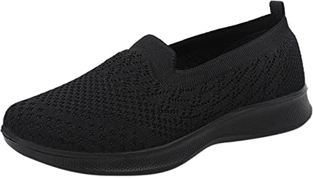 Sporty Ballerina Shoes Women: Sneakers Slip On Low Shoes Comfortable Soft Hiking Shoes Lightweight Breathable Jogging Shoes Stretch Knitted Width Summer Shoes Casual Shoes for Everyday Use Outdoor