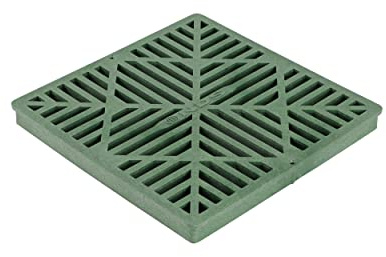 NDS 1212 Square Catch Basin Drain Grate, Diamond Design, Fits 12-Inch Catch Basin Drain, Risers and Low Profile Adapter, 12-Inch, Plastic, Green