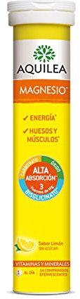 AQUILEA Magnesio Efervescente 14 Comprimidos - Para el bienestar Muscular y de las Articulaciones - Sabor limón