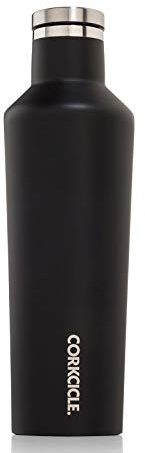 Corkcicle Canteen - Triple Insulated Stainless Steel Water Bottle with Straw - Keeps Cold for 25+ Hours and Hot for 12 Hours - Leakproof, Reusable, Dishwasher Safe - Matte Black, 475ml/16oz