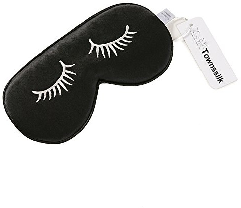 townssilk 100% Silk Sleep mask with Adjustable Strap,Comfortable and Super Soft Eye mask Ultimate Sleeping aid,blindford Black pattern2