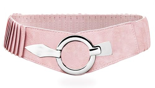 Gloop Elastiskt bälte för kvinnor, 6 cm bred, silverring, rosa, Taillenweite 75–110 cm