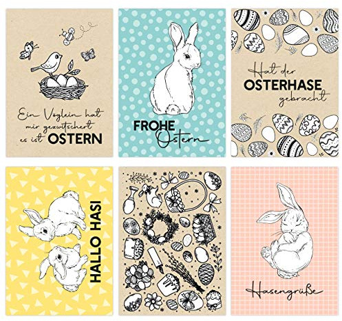 Papierdrachen 12 Osterkarten zum Sammeln und Verschicken - liebevoll gestaltetes Postkarten Set zum Ausmalen - Grußkarten Set 15