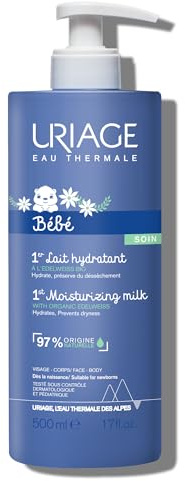 Uriage Baby Daily Moisturizing Lotion with Organic Edelweiss & Shea Butter 500ml - Nourishes, Moisturizes & Protects Skin - Non-greasy - Delicately Scented - Suitable for Newborns - 97% Natural Origin