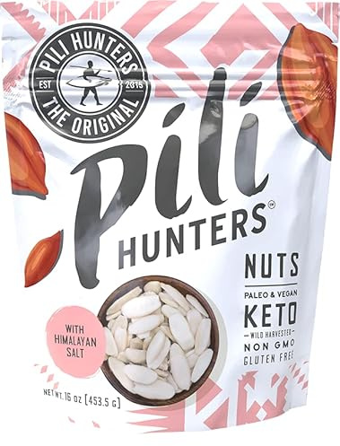 Pili Hunters - Wild Sprouted Pili Nuts, Himalayan Salt (1 lb Bag) Keto/Paleo/Vegan Snacks, Low Carb Energy, Gluten Free, No Sugar Added, Superfood, The Original