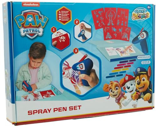 Paw Patrol - Spray Pen Set Battery - Airbrush Drawing Set for Kids - Painting Set with Colouring Pens and Templates
