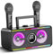 Macchina per karaoke per adulti e bambini, con 2 microfoni wireless UHF, sistema wireless portatile per karaoke con luci DJ