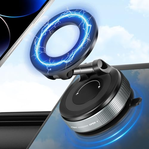 Ainiv vakuummagnetisk telefonhållare för bil, 360° roterbar vikbar sugande telefonhållare, bärbar stark magnethållare för iPhone 16 15 14 13 12 Pro Max på vindrutor, speglar, kakel, slät yta