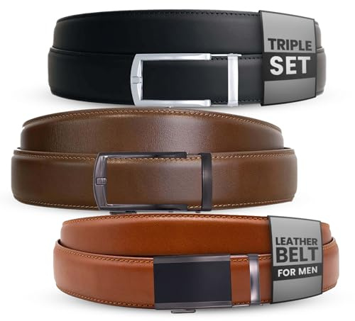 Nordform Herren Premium Ledergürtel-Set – Keine Löcher, Verstellbare Ratsche, Kratzfeste Schnalle – Skandinavische Premium Qualität – Arbeit & Freizeit – Matte, Traditionelle, Klassische, Stilvolle