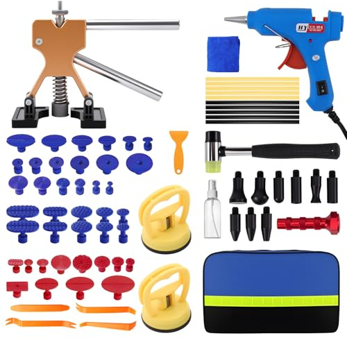 KAOLALI Kit de Extractor de Abolladuras de Coche, 70 Piezas sin Pintura con Ventosa y Martillo Deslizante en T, Eliminador de Abolladuras de Carrocería Kit, para Reparación de Abolladuras de Coche