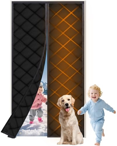 Rideau de Porte Magnétique Isolant Thermique Hiver Anti Froid Isolation Rideau Porte Avec Magnétique Sans Perçage Coupe Froid Isolation Phonique Imperméable Coupe vent(90 * 210)